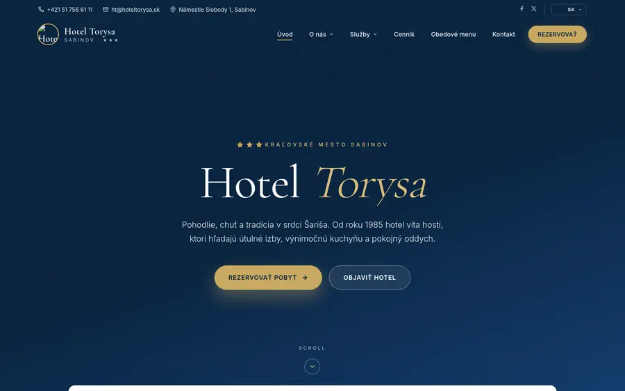 Hotel Torysa website